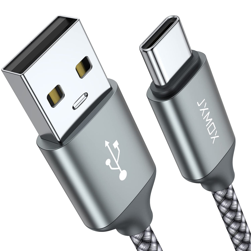 [Australia - AusPower] - JXMOX USB Type C Cable (6.6ft 2-Pack), USB-A to USB C 3A Fast Charging Cord Compatible with Samsung Galaxy S22 S21 S20 Ultra S10 S9 S8+, Note 20 10 9 8, A80 A70 A50 A40 A20 A10e, USB C Charger (Grey) 6.6ft Grey 
