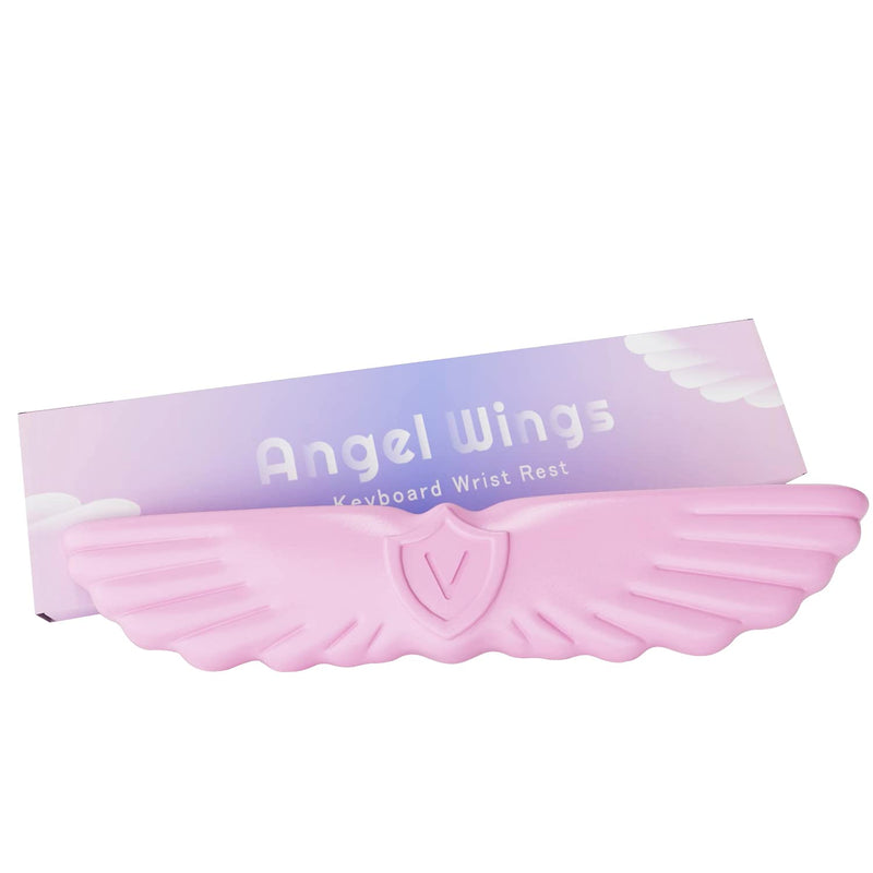 [Australia - AusPower] - Angel Wings Cloud Keyboard Wrist Rest, Soft Leather Memory Foam Wrist Support/Cushion for Cool Typing, Ergonomic Kwaii Wing Computer Palm Rest for PC Gaming/Office/Laptop/Hand Pad/Cute Desk/Mac(Pink) Pink 