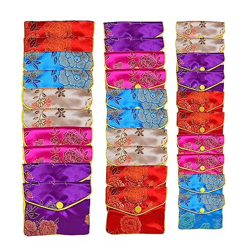 Baitaihem 30 Pack Jewelry Purse Pouch Gift Bags Chinese Silk Style Brocade Embroidered Bag,Multiple Colors(Small&Medium&Large) 1