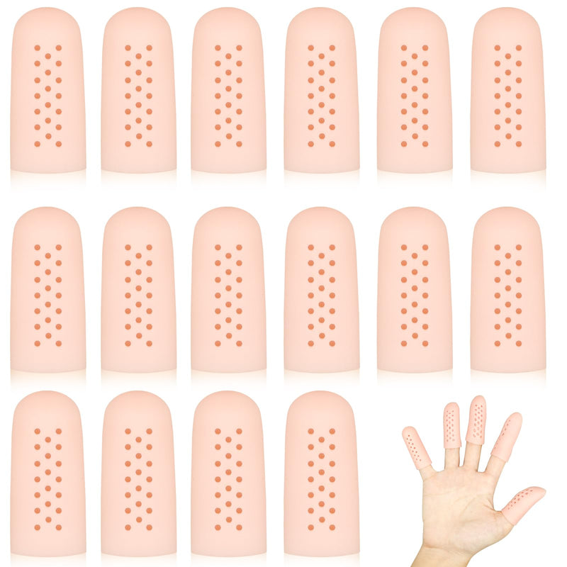 [Australia - AusPower] - 16Pcs Gel Finger Cots with Air Holes, Gel Finger Protectors Finger Covers Protection for Finger Tips, Breathable Finger Covers Finger Caps Gloves Finger Protectors for Wound, Finger Cracking 