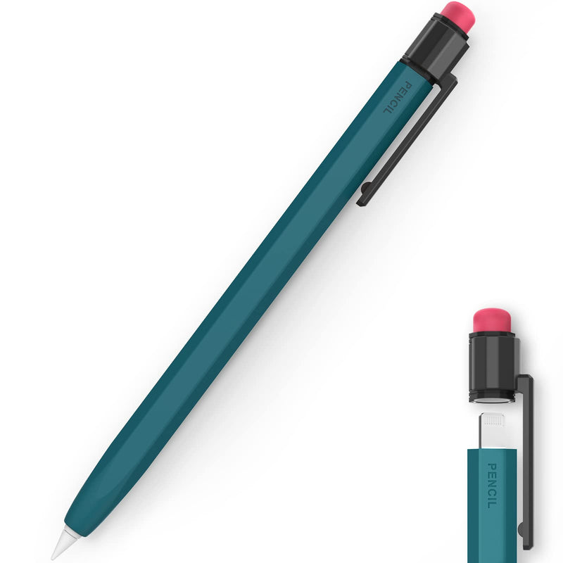 [Australia - AusPower] - TRONWIN iPencil Case for Apple Pencil 1st Generation Sleeve Silicone Protective Cover Perfect Grip Skin Classic Design with Sturdy Clip Compatible with Apple Pencil 1st Generation (Deep Green) Deep Green 