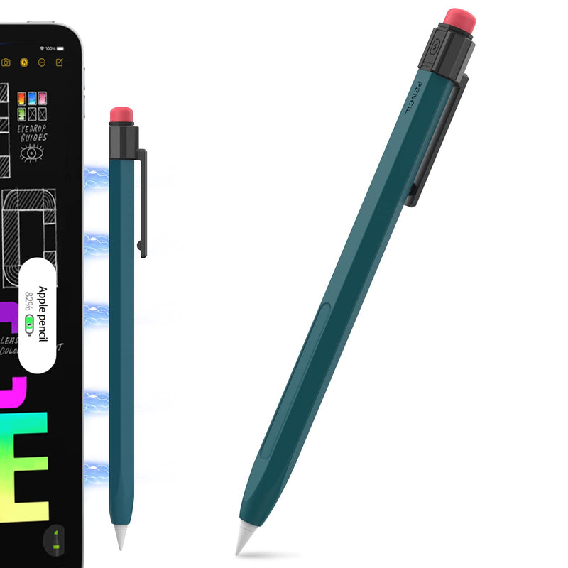 [Australia - AusPower] - TRONWIN iPencil Case for Apple Pencil 2nd Generation Sleeve Silicone Protective Cover Perfect Grip Skin Classic Design with Sturdy Clip Compatible with Apple Pencil 2nd Generation (Deep Green) Deep Green 