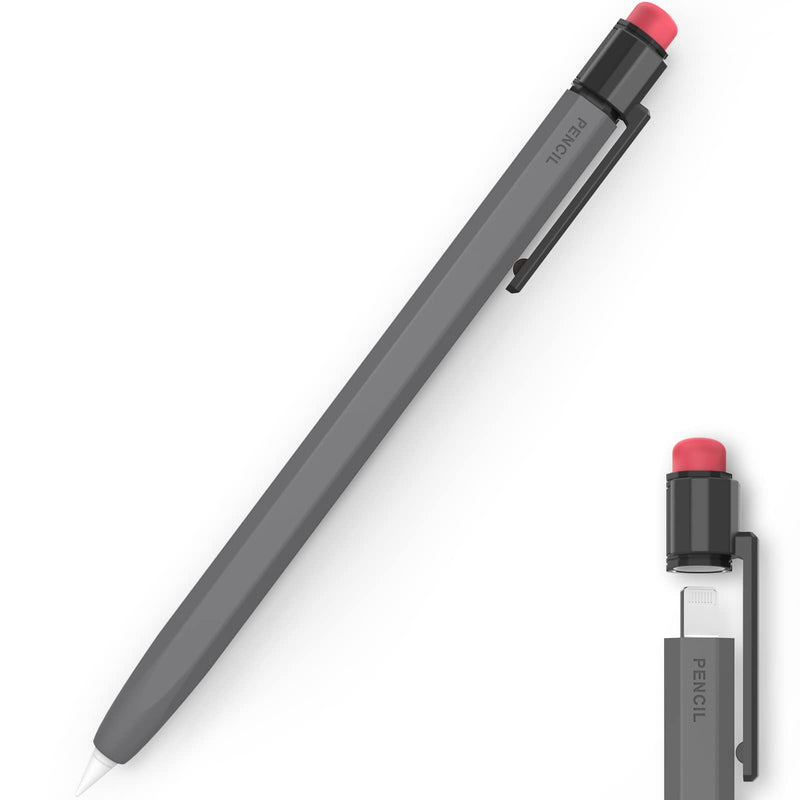 [Australia - AusPower] - TRONWIN iPencil Case for Apple Pencil 1st Generation Sleeve Silicone Protective Cover Perfect Grip Skin Classic Design with Sturdy Clip Compatible with Apple Pencil 1st Generation (Deep Gray) Deep Gray 
