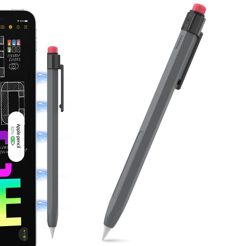 [Australia - AusPower] - TRONWIN iPencil Case for Apple Pencil 2nd Generation Sleeve Silicone Protective Cover Perfect Grip Skin Classic Design with Sturdy Clip Compatible with Apple Pencil 2nd Generation (Deep Gray) Deep Gray 