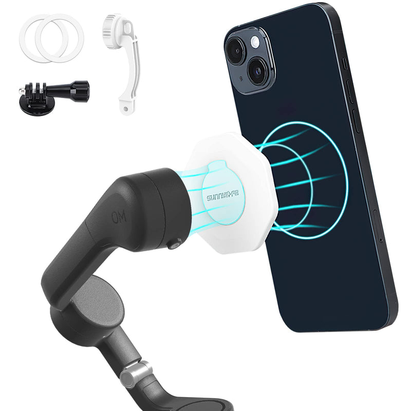 [Australia - AusPower] - Magnetic Ring Holder for DJI, Adapter Clamp Designed for DJI OM Mobile 6/5 / 4/4 SE Gimbal Stabilizer, with Adapter and Magnetic Accessories - for Any Phone 