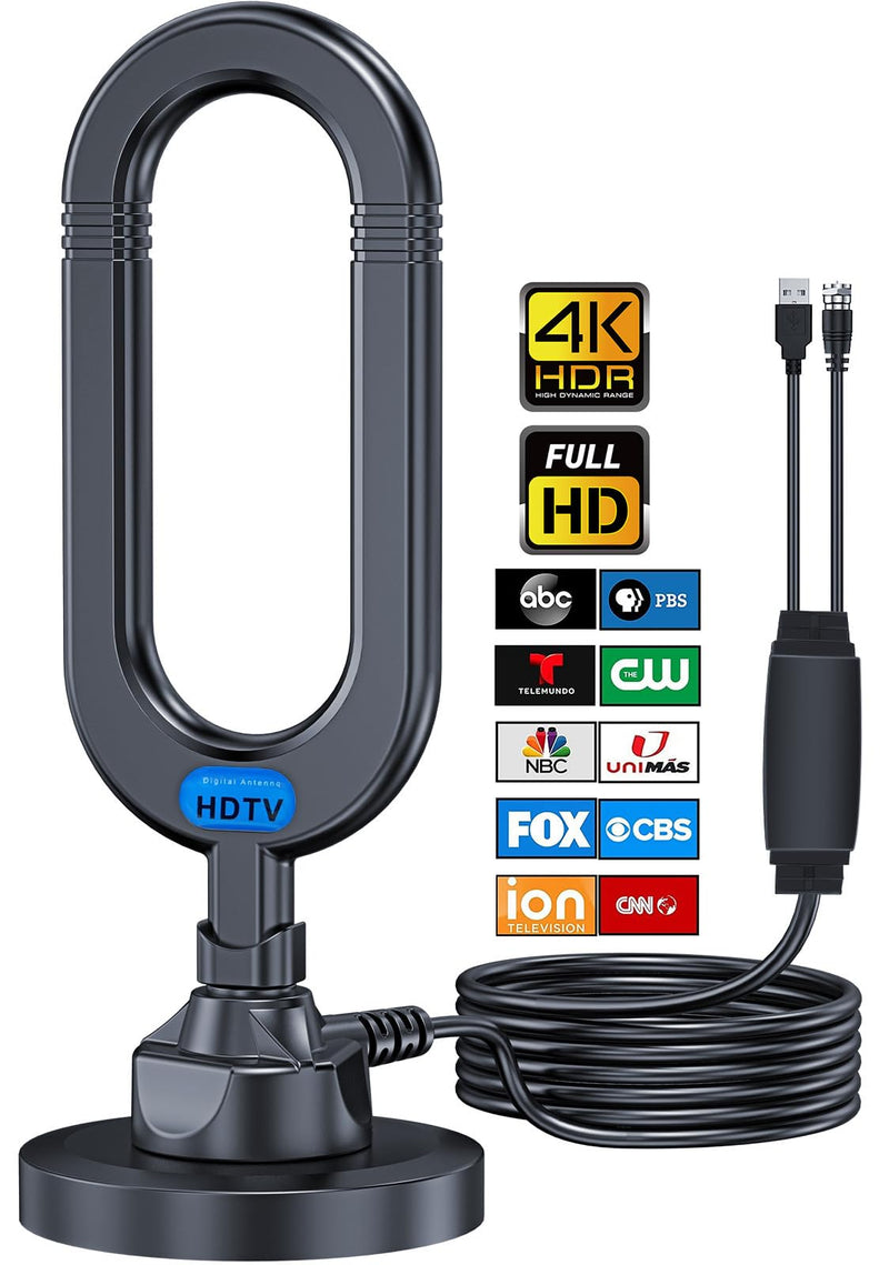 [Australia - AusPower] - WUMINGLU TV Antenna for Smart TV Indoor 2023 Newest Clear 4K Digital Antenna HD TV Up to 380 Miles Long Range Local Channels Indoor Outdoor Amplifier Signal Booster Cable Easy Setup 