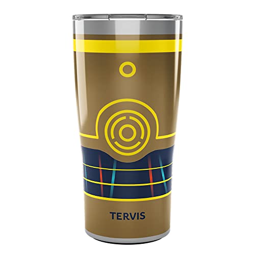 Tervis Traveler Star Wars C-3PO See Three Triple Insulated Tumbler Travel Cup Keeps Drinks Cold & Hot, 20oz, Stainless Steel