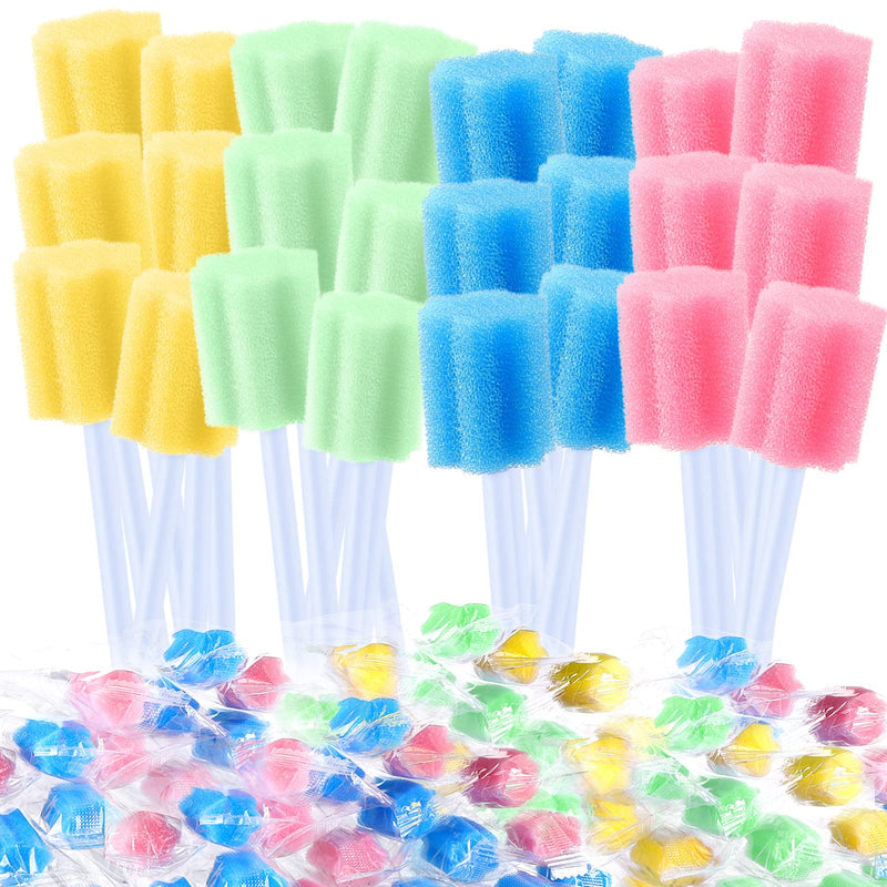 [Australia - AusPower] - TrelaCo 500 Pcs Toothettes Oral Swabs Bulk Disposable Mouth Swabs Multicolor Sponge Individually Wrapped for Elderly Adults Oral Cavity Mouth Cleaning(Plum Blossom) Plum Blossom 