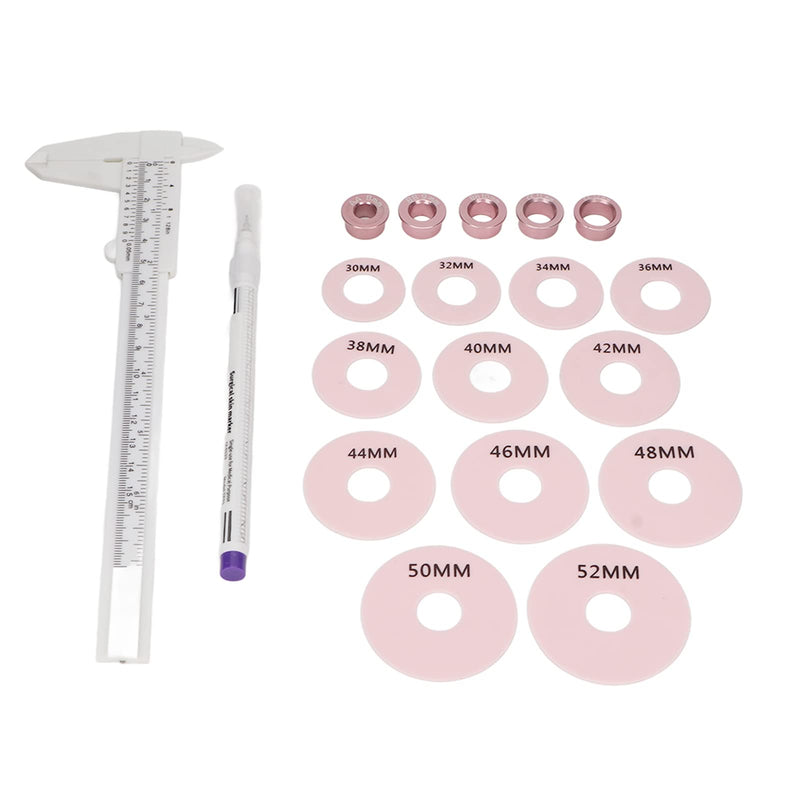 [Australia - AusPower] - 3D Areola Measurements Set, Vernier Caliper 12pcs Silicone Rings Marking Pen 3D Areola Scale Ruler Caliper Measuring Tool 