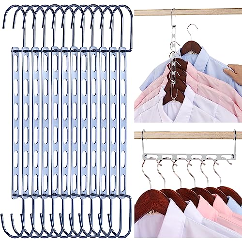 Metal Space Saving Hangers for Clothes, Collapsible Hanger Organizer 12Pack Chrome Metal