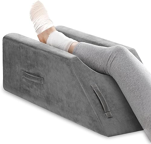 UBBCARE Leg Elevation Pillow for Leg/Knee Surgery Recovery, Memory Foam Leg Pillow with Velvet Washable Cover, Small Grey Small Grey(25.5"×9.4"×7.5")
