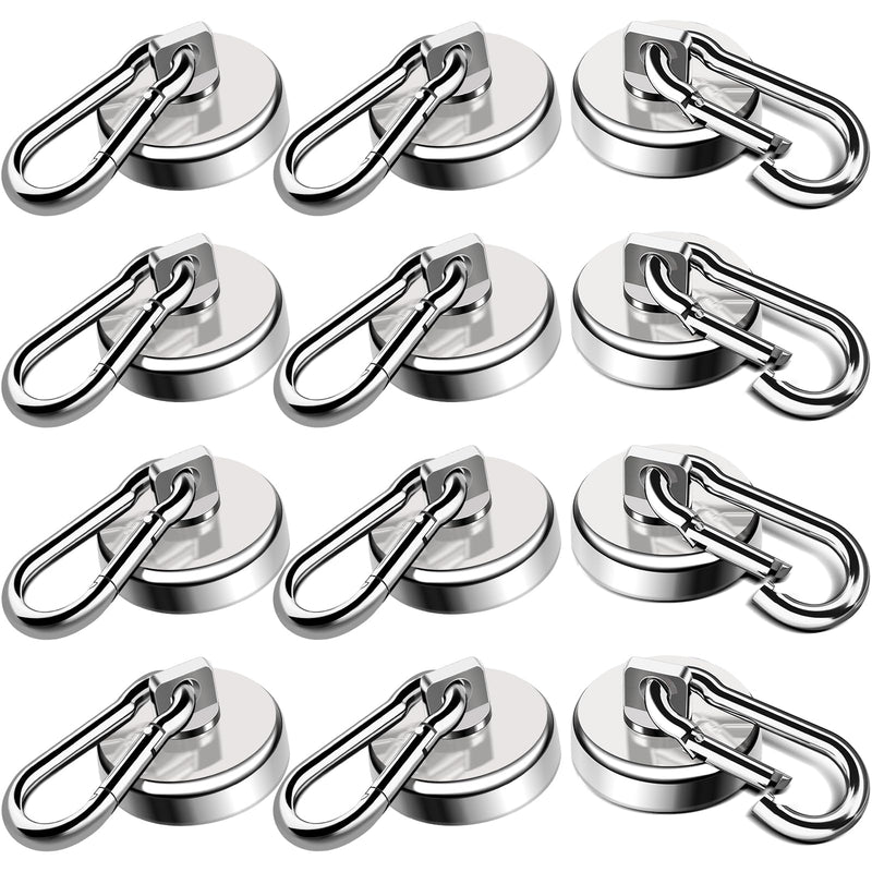 [Australia - AusPower] - LOVIMAG Strong Magnetic Hooks, 70LBS Heavy Duty Magnet Hooks Strong Neodymium Magnets with Carabiner Hook, Hook Magnets with Swivel for Hanging, Cruise, Grill, Kitchen, Refrigerator - 12 Pack 70lbs-12p 