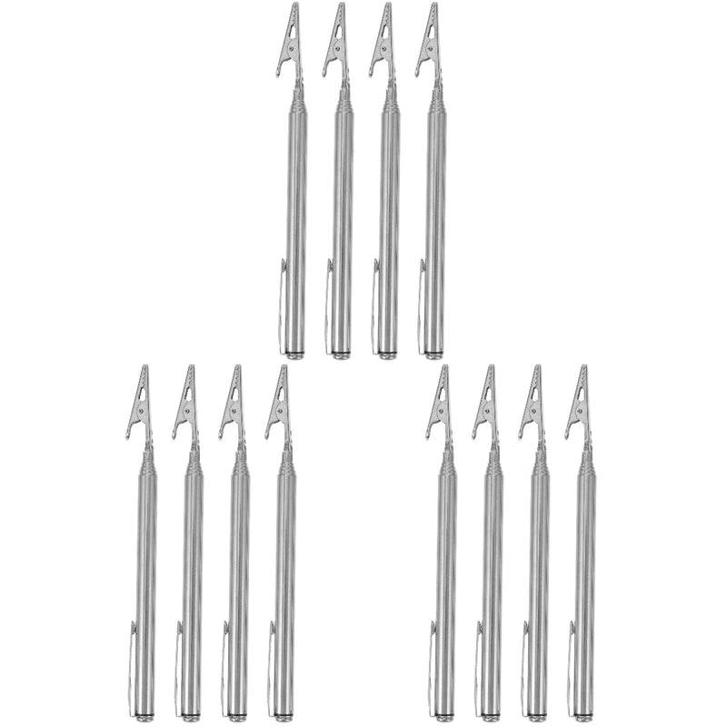[Australia - AusPower] - Uonlytech 12 Pcs Telescoping Alligator Clips Adjustable Stainless Steel Retractable Clamps with Pen Clip for Electrical Testing and Home Repair 15.7X1CMx3pcs Silverx3pcs 
