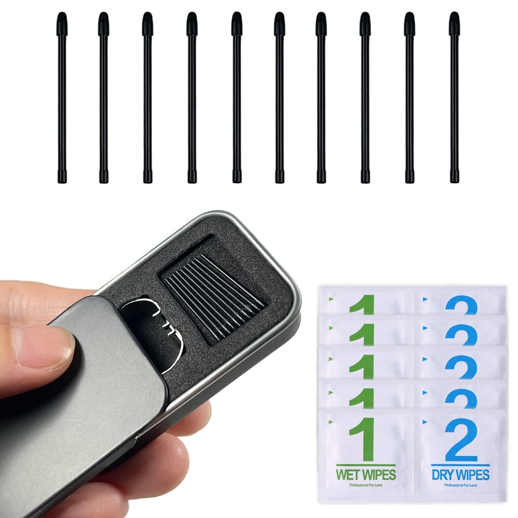 [Australia - AusPower] - 10pcs Soft Pen Tip-Set for Maker Remarkable 2 Stylus, Replacement Pen Nibs, with 1 Remover Tool and 5 Clean Wipe Sets (10PCS Black) 10PCS Black 