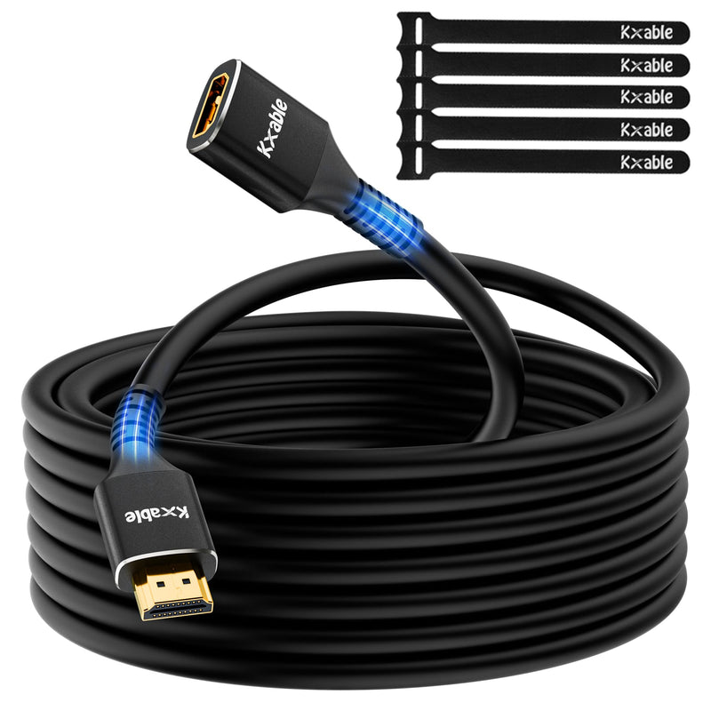 8K HDMI Extension Cable 25 FT, HDMI 2.1 Ultra High Speed Male to Female Cord Adapter, 26AWG OFC Conductor, Compatible with Roku TV Stick PS5 PS4 Xbox Laptop PC Player Google Chromecast Wii U HDTV 25 feet