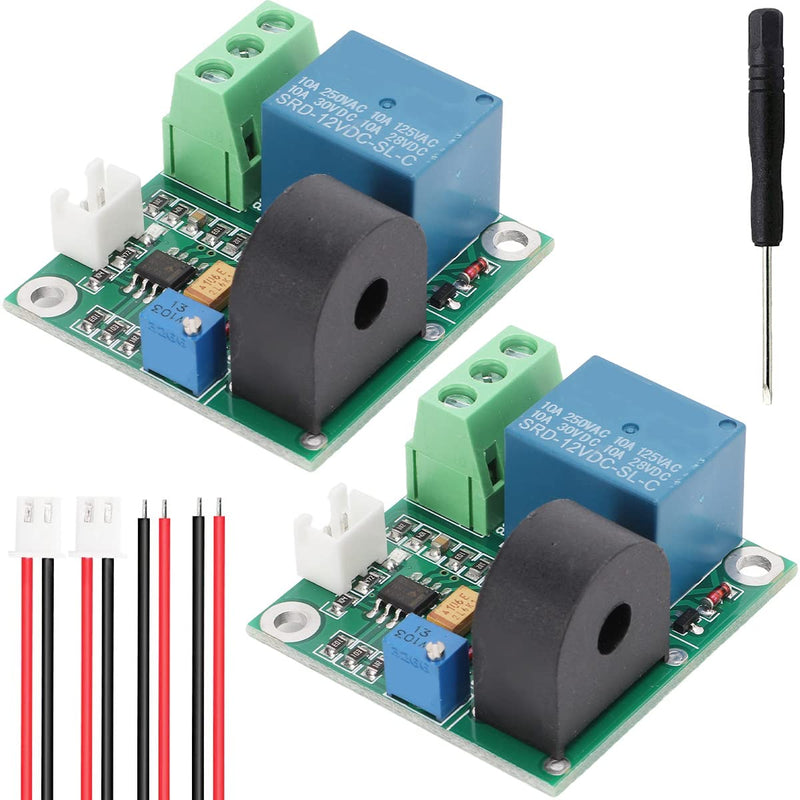 [Australia - AusPower] - 2 pcs Current Detection Sensor AC Current Sensor Module 5V 12V 24V 0-5A Adjustable Relay Protection Module Over-Current Protection Switch Output with Screwdriver (12V) 