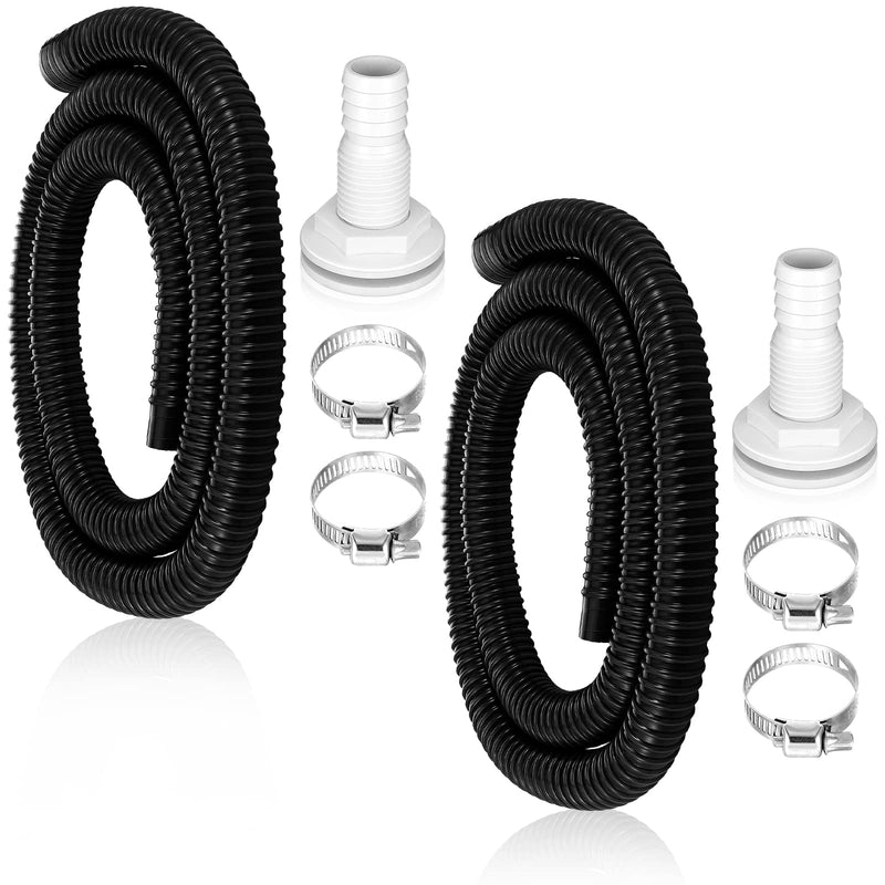 Frienda 8 Pcs Bilge Pump 1-1/8 Hose Installation Kit for Boat Outlets Marine Plumbing Kit, Including 2 Roll 6 ft Flexible PVC Hose 4 Clamps and 2 Thru Hull Fitting for Pool Liquid Transfer