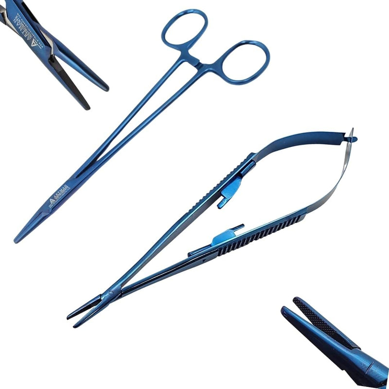 [Australia - AusPower] - Bundle of Mayo Hegar Needle Holder 7" Surgical Castroviejo 5.5 inches Micro Needle/Suture 