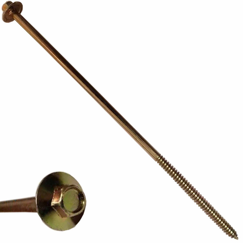 BRAUNY BOY - #12 x 8”- Extra Long Structural Lag Heavy Duty Construction Wood Screw – Yellow Zinc Corrosion Resistant Coating Exterior Timber, Landscape - Easy HEX Head Drive – Flange Head 8 in (40) 40