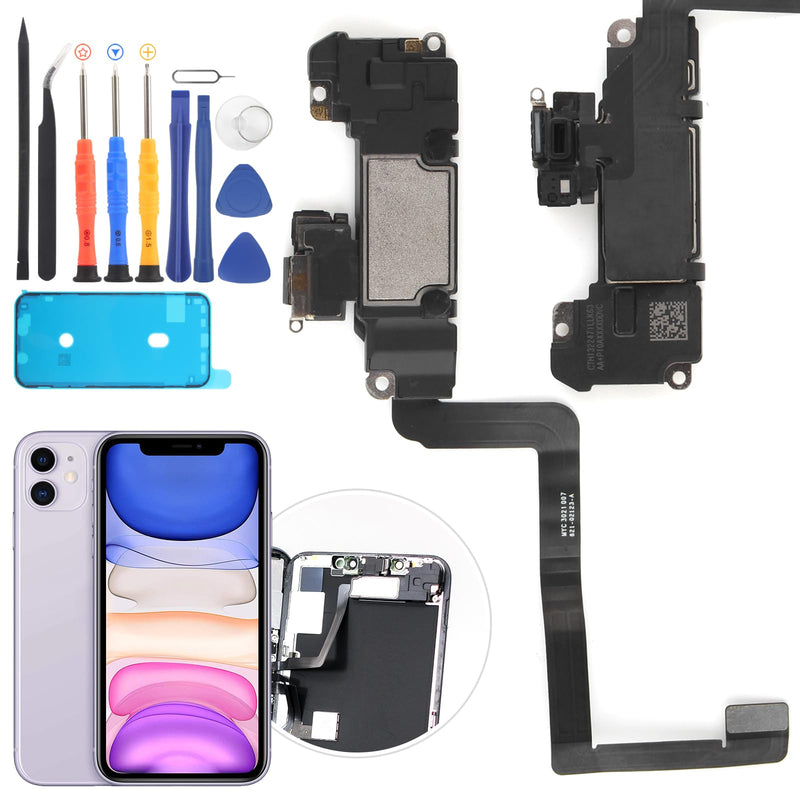 [Australia - AusPower] - YWLRONG Earpiece Speaker for iPhone 11 Ear Speaker Replacement for iPhone 11 Speaker Replacement Light Proximity Sensor Flex Cable Earphone Speaker Assembly with Repair Tools Black-11 