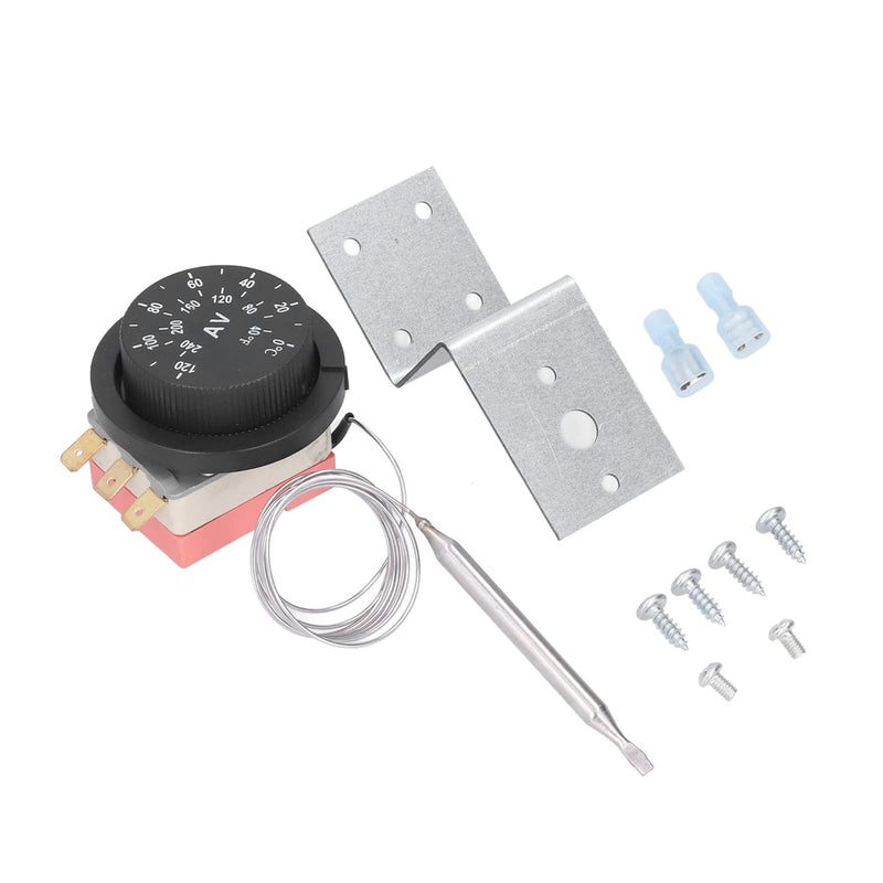 [Australia - AusPower] - Temperature Control Switch Capillary Thermostat, Adjustable Electric Fan Thermostat Switch 3 Pins Design Temperature Control Probe Kit 
