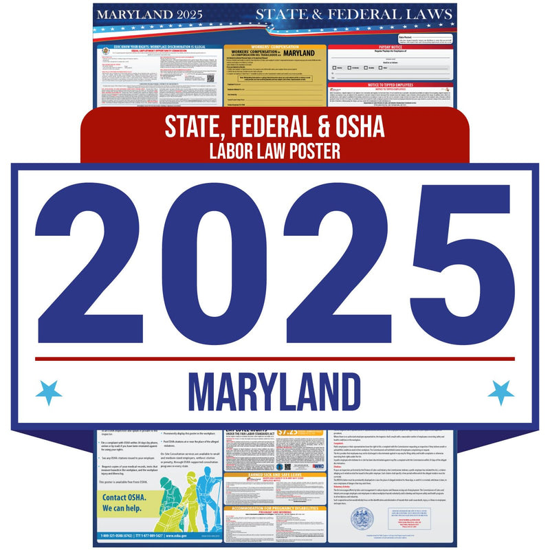 [Australia - AusPower] - 2025 Maryland State and Federal Labor Law Poster - OSHA Workplace Compliant - Mandatory Regulations Posting for Employees - All in One Required Compliance Posting 16" x 40" - Laminated 
