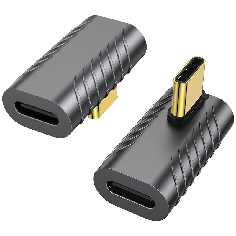 [Australia - AusPower] - AuviPal USB C 90 Degree Adapter (2 Pack), 40Gbps USB C Male to USB C Female Connector, USB Type C Thunderbolt 4/3 Extender for MacBook Pro, iMac, iPad Pro, Tablet, Phones and Other Type C Devices 
