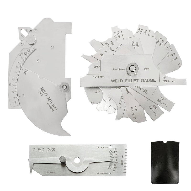 [Australia - AusPower] - 3pcs/Set MG-11 Cam Type Weld Gauge Metric & Inch + V-WAC Gage Biting Edge Stainless Steel Welding Gauge + MG-8 Bridge Cam Gage Welding Gauge 3 Kind of Welding Gauge Kit 