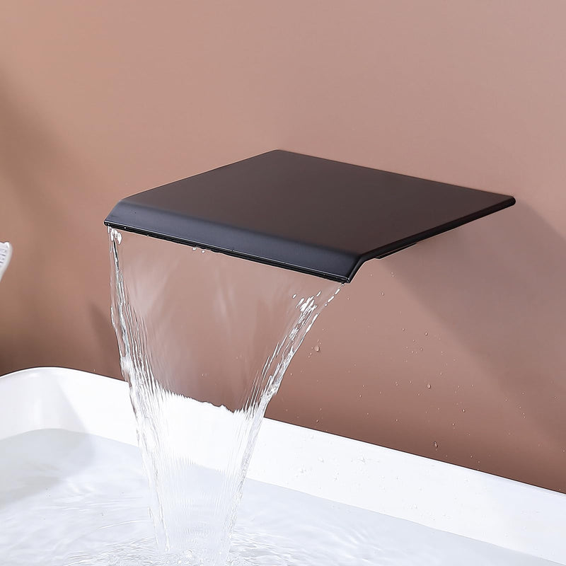 Waterfall Tub Spout Black Tub Faucet for Bathtub, SUS304 Stainless Steel, Matte Black Tub Spout Wall Mount, TS2B-BK Only Spout