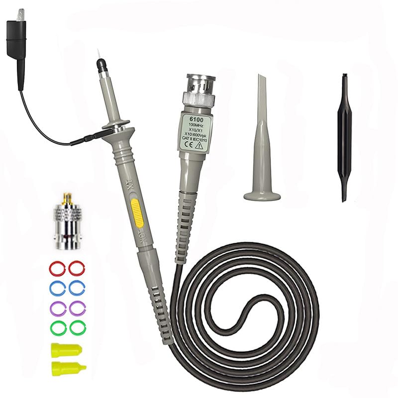 Oscilloscope Probe P6100 Set - Universal 100MHz 1X/10X Probe with Adapter for FNIRSI TC4 TC3 DSO152 DSO153 Oscilloscopes Adapter P6100+