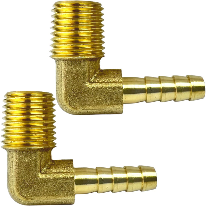 [Australia - AusPower] - 2pcs Brass Hose Barbed Elbow Fitting 90 Degree Elbow 1/4" Hose Barb to 1/4" NPT Male Pipe by CX WONDERLAND 1/4" Hose Barb x 1/4" NPT Male 