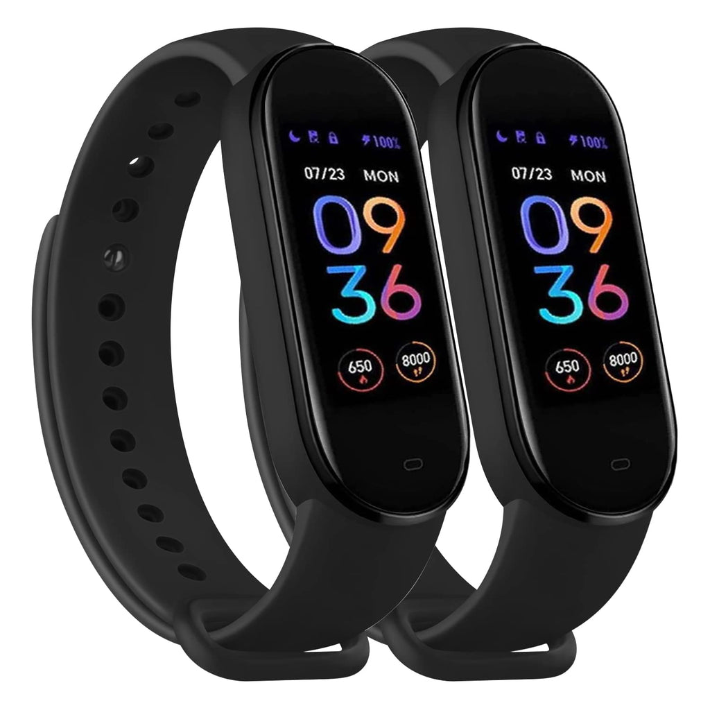 [Australia - AusPower] - Wanme Bands for Amazfit Band 5 Replacement Strap Women Men, 2 PACK Silicone Sport Strap Compatible with Amazfit Band 5 Wristband Watchband Accessories Black+Black 