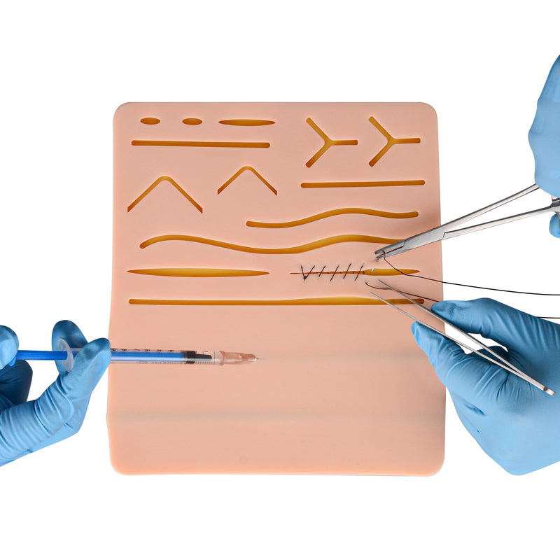 [Australia - AusPower] - Suture Practice Pad & Injection IV Training Pad with 14 Pre-Cut Wounds and 2 Veins, 2-in-1 Training pad for IV Injection Training & Suturing Practice for Medical Students and Doctors 