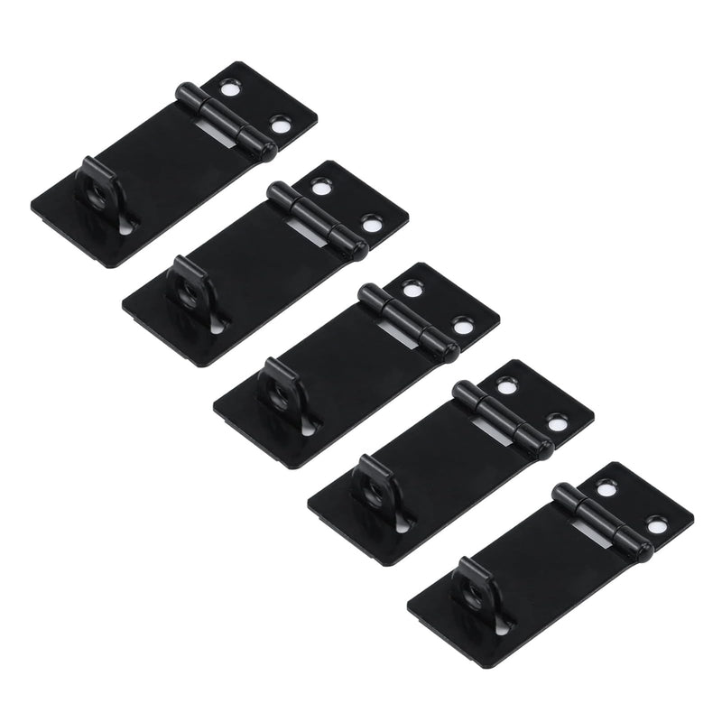 [Australia - AusPower] - 2-Inch Door Locks Hasps Iron Padlock Latch Lock Hardware Black Gate Locks Hasp Latch with Screws Pack of 5 2" 