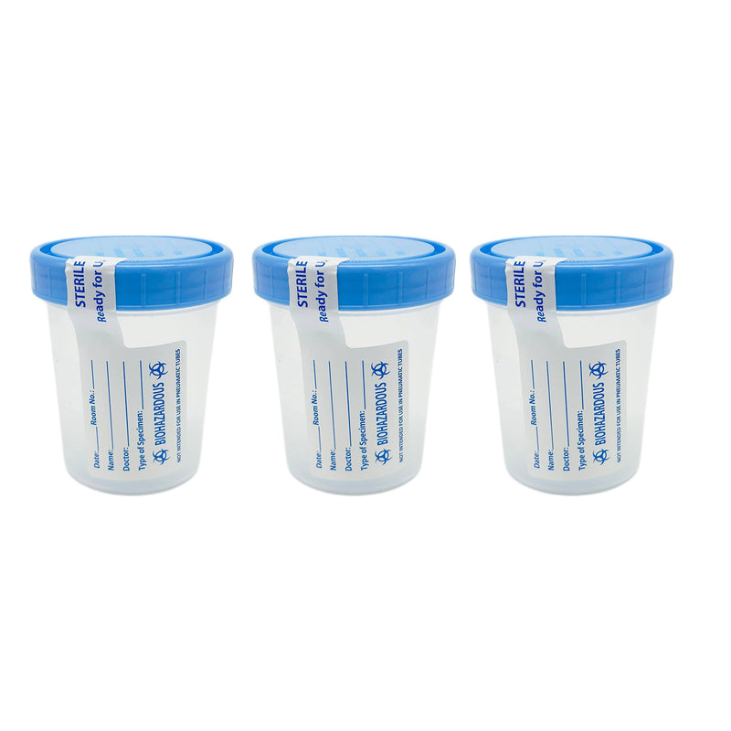 [Australia - AusPower] - Sterile Specimen Cups with Lids: 4oz Transparent Urine Collection Cup with Leak-Resistant Screw-On Lids - 3-inch Sample Jars - Designed for Secure Collection of Pee, Stool, and Semen Samples - 3 Pack 