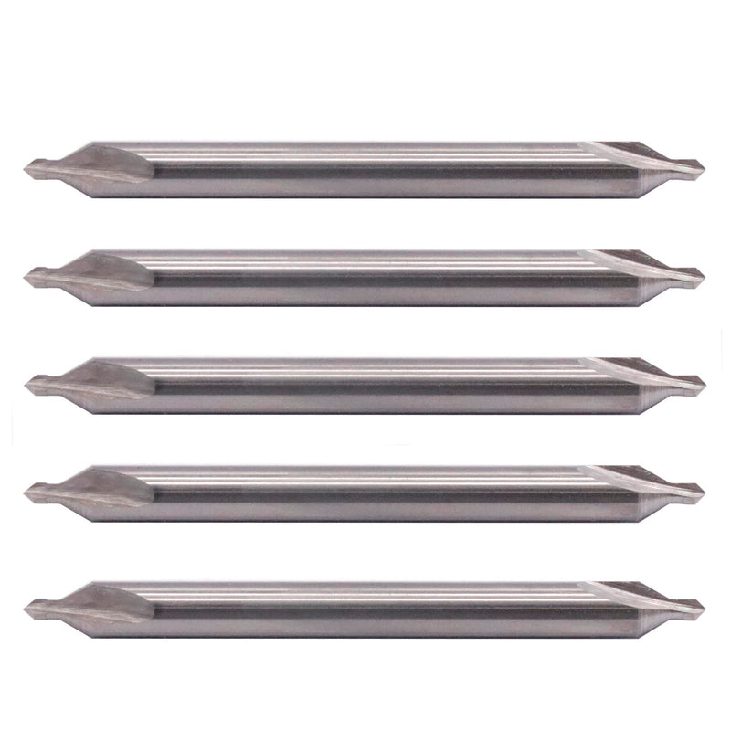 [Australia - AusPower] - BestParts High Performance 5Pcs #1 60 Degree Solid Carbide Center Drills - Double End, 3/64" Pilot Diameter, 1/8" shank diameter, 1-1/2" overall length 