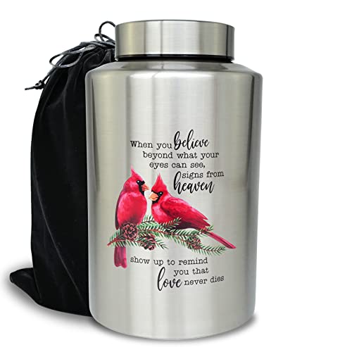 Large Cardinal Cremation Urns for Human Ashes, for Adult Female & Male Cardinal-silver Large 220 lbs - Standard