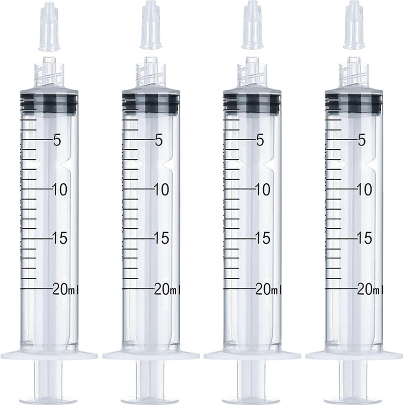 [Australia - AusPower] - 20mL Luer Lock Syringe 4 Pack Large Plastic Syringes without Needle, for Liquid, Oral, Measurement, Dispensing, with Cap 