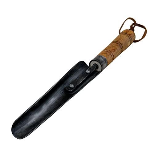 Living Ideas hand forged metal garden transplant trowel with wooden handle, black antique finish