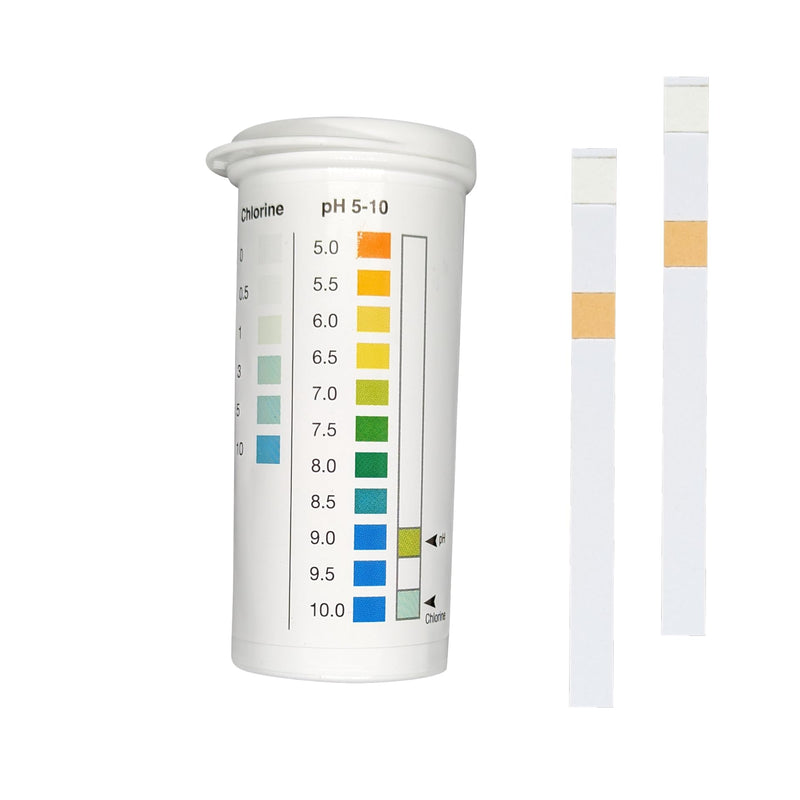 [Australia - AusPower] - Residual Chlorine 0-10 ppm & pH 5-10 Combo Multi Pad Test [Vial of 50 Strips] 