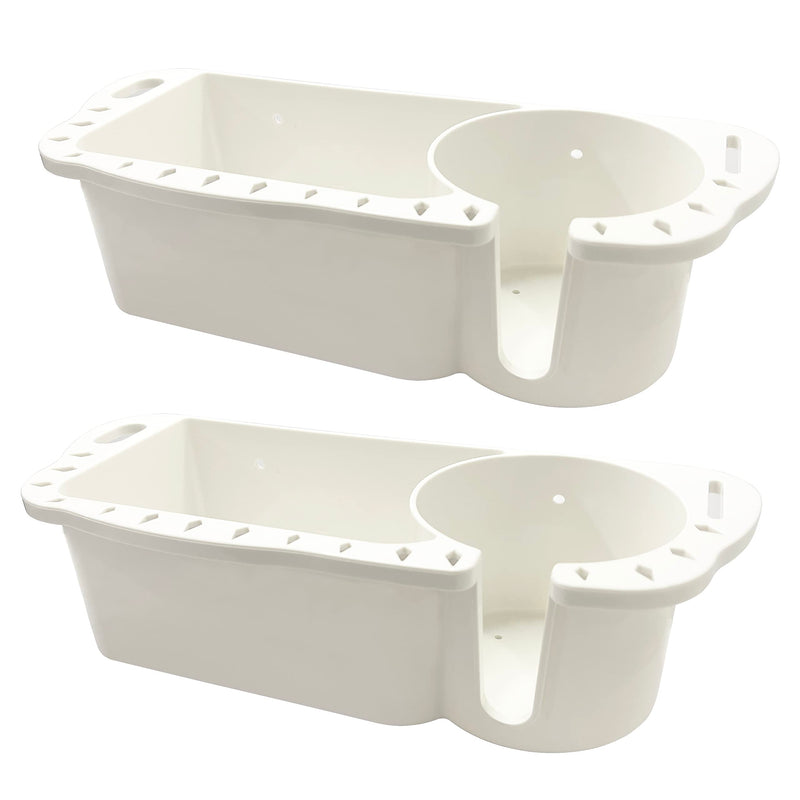 HIUMI 2 Pack Boat Caddy Organizer Marine Cup Holder Universal Fit for Bass Boat Kayak Pontoon Jon Boat Fishing Cabin Storage (2Pack-White) 2Pack-White