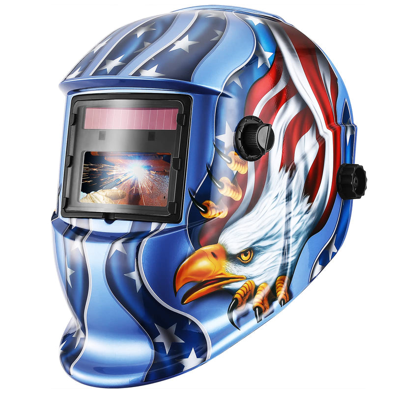 Welding Helmet Auto Darkening: DEKORPO True Color Solar Powered Auto Darkening Welding Welder Mask Hood Helmets MZ225T-Eagle Bule