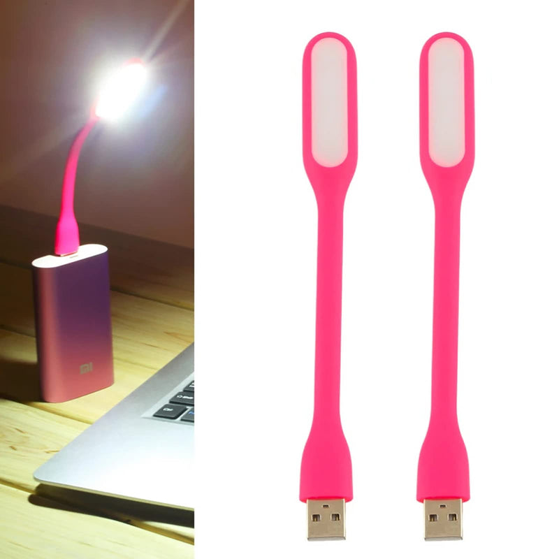[Australia - AusPower] - Soseelnee Mini Flexible Light, Portable USB Led Reading Night Lamp for PC Laptop Computer Notebook Power Bank - 2 Pack (Pink) Pink 