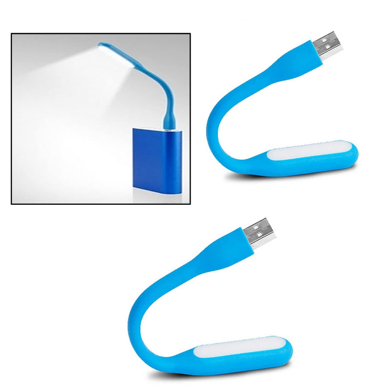 [Australia - AusPower] - Soseelnee Mini Flexible Light, Portable USB Led Reading Night Lamp for PC Laptop Computer Notebook Power Bank - 2 Pack (Blue) Blue 