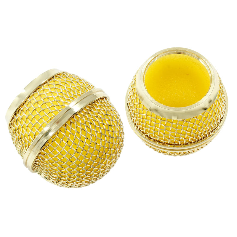 [Australia - AusPower] - Moicstiy 2 Pcs Microphone Grille Mesh Microphone Ball Head Replacement Microphone Cover Compatible with SM58 SM58LC SV100 RK143G Wireless Vocal Mic Head Cover(Gold) Gold 