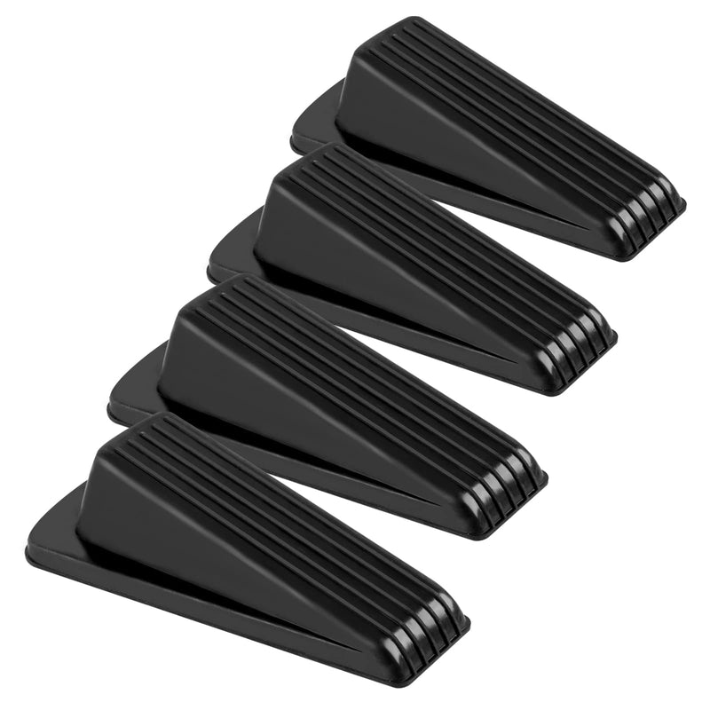 [Australia - AusPower] - 4 Pack Door Stoppers for Bottom of Door, Door Stops, Rubber Door Stopper Wedge, Sturdy Stackable Door Stops for Floor Black 4Pack 