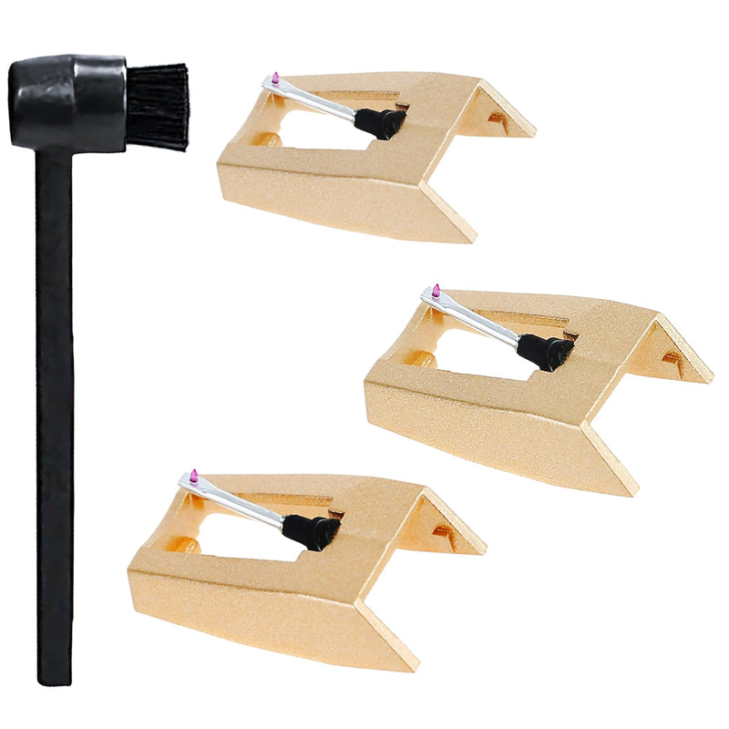 [Australia - AusPower] - 3 Pack Diamond Record Player Needle Replacement, Vinyl Turntable Record Needles with Stylus Cleaning Brush Kit for Victrola Crosley ION Jenson Boytone York Yorx LP Phonograph 3pcs Needles+1pcs Brush 