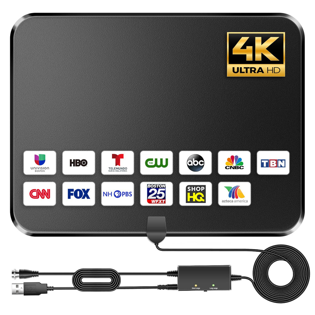 [Australia - AusPower] - 2023 Upgraded Digital TV Antenna Up to 450 Miles Range, Indoor HD Amplified Antenna Ultra-Large Area Reception Support 4K 1080p 720p All Older TV's, Smart Signal Booster/Thick Coaxial Cable 