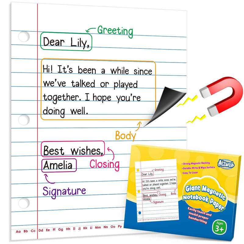 [Australia - AusPower] - Giant Magnetic Notebook Paper,Dry Erase Handwriting Lined Paper for Classroom Whiteboard Accessories, Chart Paper Teacher Must Have Homeschool Teaching Supplies,Teacher Essential,17" x 21.5" 
