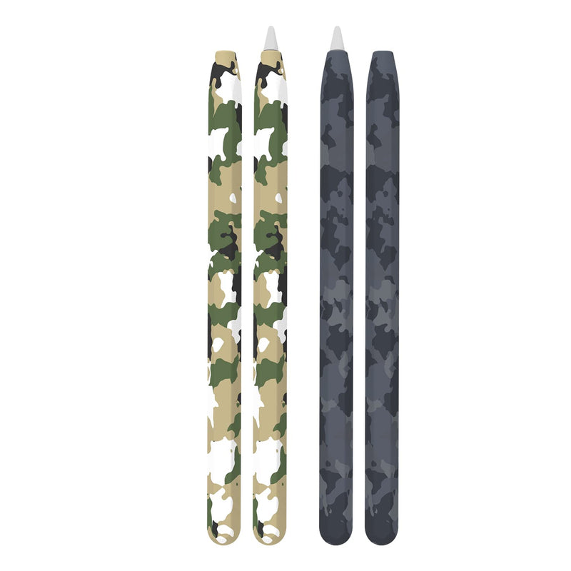 [Australia - AusPower] - LOVE MEI for Apple Pencil Silicone Holder Sleeve for 1st Generation Protective Skin Cover Magnetic case Non-Slip Smooth Grip Army Camouflage Combination Accessories for iPad Pro(2 Pieces) Grey&White 